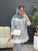 مانتو ترکیبی دو جیب پاکتی کد 4901 - تصویر 6