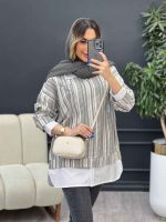 مانتو ترکیبی دو جیب پاکتی کد 4901 - تصویر 7
