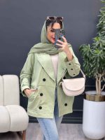 مانتو لینن آستین سه دکمه پشت پاگن کد 4921 - تصویر 16