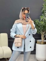 مانتو لینن آستین سه دکمه پشت پاگن کد 4921 - تصویر 2