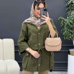 مانتو لینن آستین پاگن سر جیب دکمه کد 4902