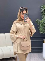 مانتو لینن آستین پاگن سر جیب دکمه کد 4902 - تصویر 8
