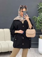 مانتو لینن آستین پاگن سر جیب دکمه کد 4902 - تصویر 7