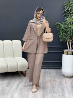 مانتو شلوار آستین دو دکمه جیب نما کد 4935 - تصویر 5