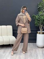 مانتو شلوار آستین دو دکمه جیب نما کد 4935 - تصویر 13