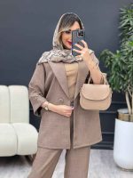 مانتو شلوار آستین دو دکمه جیب نما کد 4935 - تصویر 9