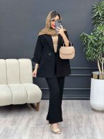 مانتو شلوار آستین دو دکمه جیب نما کد 4935 - تصویر 7