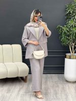 مانتو شلوار آستین دو دکمه جیب نما کد 4935 - تصویر 6