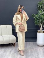 مانتو شلوار آستین دو دکمه جیب نما کد 4935 - تصویر 12