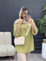 شومیز دو دکمه چوبی آستین پاگن کد 4942 - تصویر 6