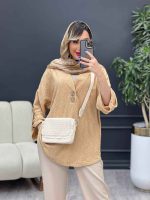 شومیز دو دکمه چوبی آستین پاگن کد 4942 - تصویر 5