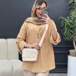 شومیز دو دکمه چوبی آستین پاگن کد 4942