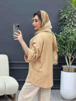 شومیز دو دکمه چوبی آستین پاگن کد 4942 - تصویر 8
