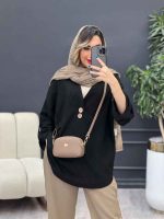 شومیز دو دکمه چوبی آستین پاگن کد 4942 - تصویر 3