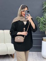 شومیز دو دکمه چوبی آستین پاگن کد 4942 - تصویر 13