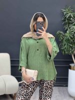 شومیز سه دکمه آستین پاگن کد 4923 - تصویر 10