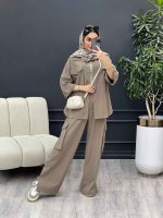 ست مانتو و شلوار دو جیب پیله کد 4940 - تصویر 8