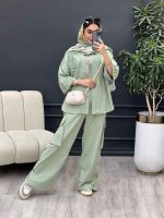 ست مانتو و شلوار دو جیب پیله کد 4940 - تصویر 2