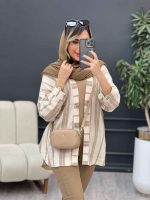 شومیز تک جیب راه راه پایین هلال کد 4922 - تصویر 7