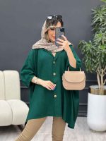 شومیز آستین کیمینو دکمه چوبی کد 4861 - تصویر 12