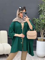 شومیز آستین کیمینو دکمه چوبی کد 4861 - تصویر 5