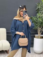 شومیز آستین کیمینو دکمه چوبی کد 4861 - تصویر 6