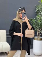 شومیز آستین کیمینو دکمه چوبی کد 4861 - تصویر 3