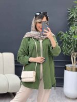 مانتو دو جیب پاکتی پایین بند کد 4932 - تصویر 2