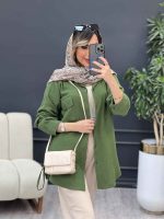 مانتو دو جیب پاکتی پایین بند کد 4932 - تصویر 7