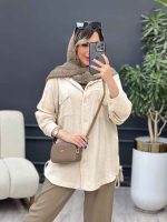 مانتو دو جیب پاکتی پایین بند کد 4932 - تصویر 14