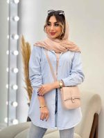 مانتو کتان دو جیب پرند کد 4950 - تصویر 3