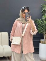 مانتو لینن آبرنگی آستین پاگن کد 4904 - تصویر 10
