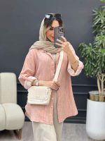 مانتو لینن آبرنگی آستین پاگن کد 4904 - تصویر 14