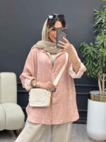 مانتو لینن آبرنگی آستین پاگن کد 4904 - تصویر 8