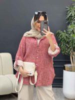 مانتو لینن آبرنگی آستین پاگن کد 4904 - تصویر 27