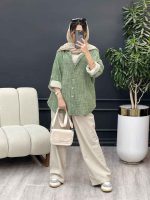 مانتو لینن آبرنگی آستین پاگن کد 4904 - تصویر 6