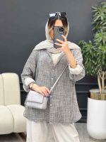 مانتو لینن آبرنگی آستین پاگن کد 4904 - تصویر 12