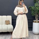 پیراهن کمربند دار گندم کد 4908