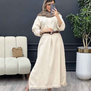 پیراهن کمربند دار گندم کد 4908