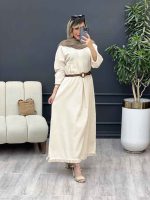 پیراهن کمربند دار گندم کد 4908 - تصویر 3