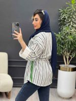 مانتو طرح دار کمر گت دو جیب کد 4934 - تصویر 7