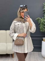 مانتو طرح دار کمر گت دو جیب کد 4934 - تصویر 2