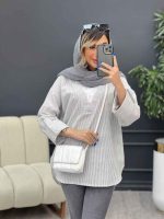 شومیز ترکیبی راه راه کد 4958 - تصویر 17