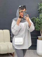 شومیز ترکیبی راه راه کد 4958 - تصویر 8