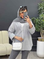 شومیز ترکیبی راه راه کد 4958 - تصویر 7