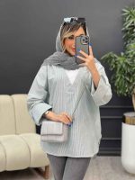 شومیز ترکیبی راه راه کد 4958 - تصویر 5