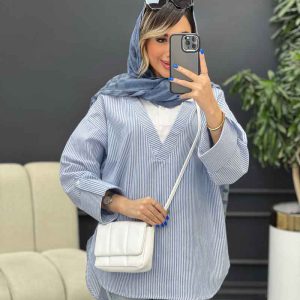 شومیز ترکیبی راه راه کد 4958