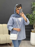 شومیز ترکیبی راه راه کد 4958 - تصویر 21
