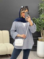 شومیز ترکیبی راه راه کد 4958 - تصویر 2