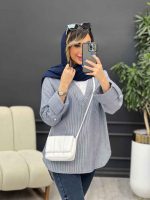 شومیز ترکیبی راه راه کد 4958 - تصویر 9